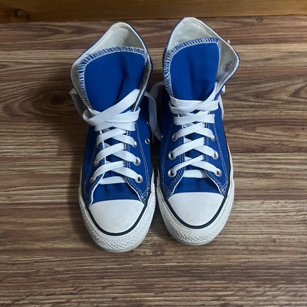 Converse High Top Sneakers in Bright Blue and White - Picture 2 of 9